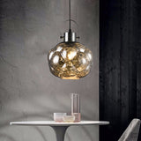 Modern Hand Blown Glass Pendant Light - Global 1-Light Ceiling Lamp For Dining Room Chrome/Gold/Rose