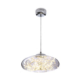 Contemporary Led Pendant Light With Elegant Amber/Smoke Grey Glass Globe/Cylinder/Oval Design For