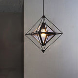 Polygon Ceiling Lamp With Amber/Smoke Glass Shade - Modern Pendant Light Black/Gold Frame