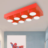 Rectangular Multi-Head Metal Ceiling Lamp For Modern Kitchen Flush Mount
