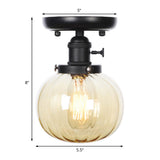 Industrial Black Ceiling Mount Light With Clear/Amber Glass - Perfect For Kitchen