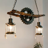 Coastal Kerosene Bronze Chandelier With Clear Glass And Dual Lights