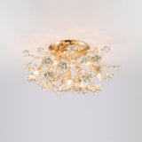 Pastoral Rosebush Ceiling Light: Ceramic Semi Flush Fixture With Crystal Accents 7 / White