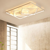 Modern White Geometric Flush Mount Led Ceiling Light Fixture In White/Warm - 34.5’/39’ Wide