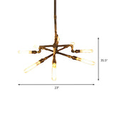 Farmhouse Style Bronze Chandelier Lamp - 8-Light Wrought Iron Pipe Ceiling Light With Rod Indoor Use