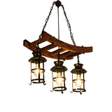 Industrial Metal Pendant Chandelier With Caged Design - 3 Black Lights For Dining Room
