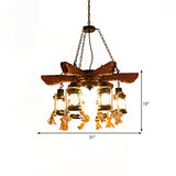 Coastal Kerosene Clear Glass Hanging Chandelier - 6 Light Ceiling In Black For Dining Room