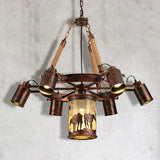 Vintage Metal Chandelier: Weathered Copper Dining Room Pendant Light (4 Or 7 Lights)