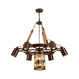 Vintage Metal Chandelier: Weathered Copper Dining Room Pendant Light (4 Or 7 Lights)