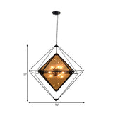 Polygon Ceiling Pendant Light - Amber/Smoke Gray Glass Contemporary Design 1-Light Ideal For Dining