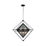 Polygon Ceiling Pendant Light - Amber/Smoke Gray Glass Contemporary Design 1-Light Ideal For Dining
