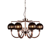 Vintage Bubbled Etched Metal Ceiling Chandelier - 6 Light Rust Hanging Fixture For Dining Room