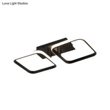 21.5’/31’/41’ L Square Semi Flush Acrylic Lamp Black/Gold Led Ceiling Mount Warm/White Light