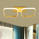 21.5’/31’/41’ L Square Semi Flush Acrylic Lamp Black/Gold Led Ceiling Mount Warm/White Light
