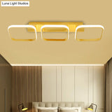 21.5’/31’/41’ L Square Semi Flush Acrylic Lamp Black/Gold Led Ceiling Mount Warm/White Light
