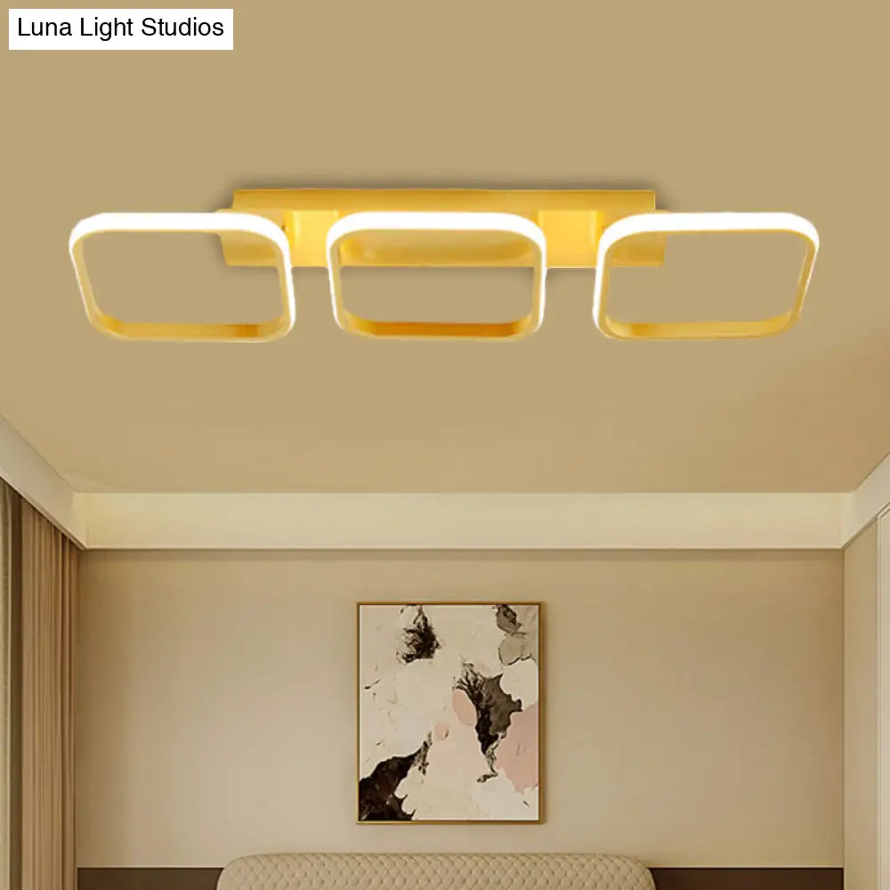 21.5’/31’/41’ L Square Semi Flush Acrylic Lamp Black/Gold Led Ceiling Mount Warm/White Light