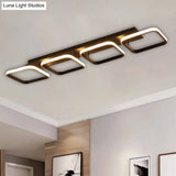 21.5’/31’/41’ L Square Semi Flush Acrylic Lamp Black/Gold Led Ceiling Mount Warm/White Light