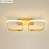 21.5’/31’/41’ L Square Semi Flush Acrylic Lamp Black/Gold Led Ceiling Mount Warm/White Light