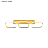 21.5’/31’/41’ L Square Semi Flush Acrylic Lamp Black/Gold Led Ceiling Mount Warm/White Light