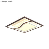21’ Modern Square Flush Mount Led Ceiling Light In Black - Warm/White