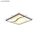 21’ Modern Square Flush Mount Led Ceiling Light In Black - Warm/White