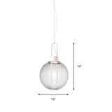 Contemporary Clear Glass Sphere Pendant Light - Elegant 1-Light White/Black Hanging Lamp For