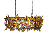 Industrial Metal Chandelier - 4-Light Rectangle Pendant Lighting For Dining Room In Black With