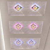 Modern Crystal Led Flush Mount Lighting For Hallway - Minimalist Clear Fixture