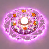 Modern Crystal Clear Led Flush Ceiling Light For Hallway - Blossom Fixture / 3W Pink