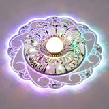 Clear Floral Led Crystal Ceiling Light - Contemporary Flush Mount For Hallways / 3W Multi Color