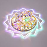 Simplicity Crystal Lotus Led Flush Mount Ceiling Light In Clear Ideal For Corridors / 3W Multi Color
