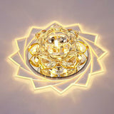 Simplicity Crystal Lotus Led Flush Mount Ceiling Light In Clear Ideal For Corridors / 3W Warm