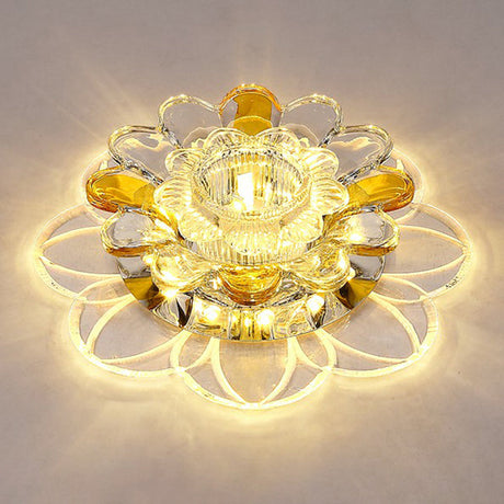 Crystal Clear Led Floral Flush Mount Ceiling Light