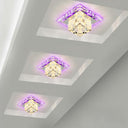 Contemporary Clear Led Cube Ceiling Light - Crystal Flush Mount Fixture / 3W Purple