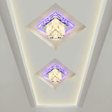 Contemporary Clear Led Cube Ceiling Light - Crystal Flush Mount Fixture / 3W Blue