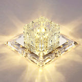 Crystal Clear Led Flush Ceiling Light Fixture For Corridor - Artistic Square Design