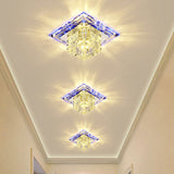 Crystal Clear Led Flush Ceiling Light Fixture For Corridor - Artistic Square Design / 5.5 Blue