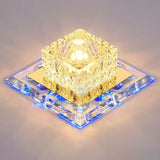 Crystal Led Flush Mount Entryway Light In Minimalist Square Design Clear / 5.5’ Blue