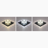 Square Led Crystal Ceiling Light - Modern Flushmount For Hallways Black / Third Gear