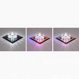 Square Led Crystal Ceiling Light - Modern Flushmount For Hallways Black / Rgb And White Color