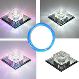 Black Crystal Square Led Flush Mount Ceiling Light For Foyer / 5.5 Rgb And White Color