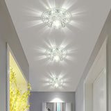 Minimalist Crystal Led Flush Mount Fixture For Hallway Clear Flower Lighting / 5.5 White