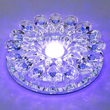 Modern Crystal Led Flush Mount Ceiling Light For Corridor - Purple Flower Design