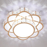 Contemporary Crystal Rose Gold Led Flush Mount Ceiling Light With Floral Design / 10 White