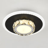 Modern Geometric Flush Ceiling Light With Crystal Detail - Led Hallway Lighting Fixture Black /