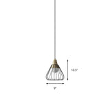 Modern Metal Cone Pendant Lighting - 1 Light Hanging Lamp With Wire-Cage Shade (9/13 Wide)