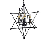 Industrial Black Metal Hanging Chandelier - 4-Light Candle Pendant Light Fixture With Cage For