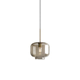 Contemporary Brass Pendant Light With Clear Glass Shade - Oval/Drum/Cylinder 1-Light 7/10/11 Wide /
