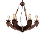 Industrial Metal 6-Light Ceiling Lamp In Weathered Copper With Exposed Bulbs For Dining Room