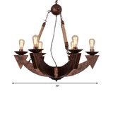 Industrial Metal 6-Light Ceiling Lamp In Weathered Copper With Exposed Bulbs For Dining Room